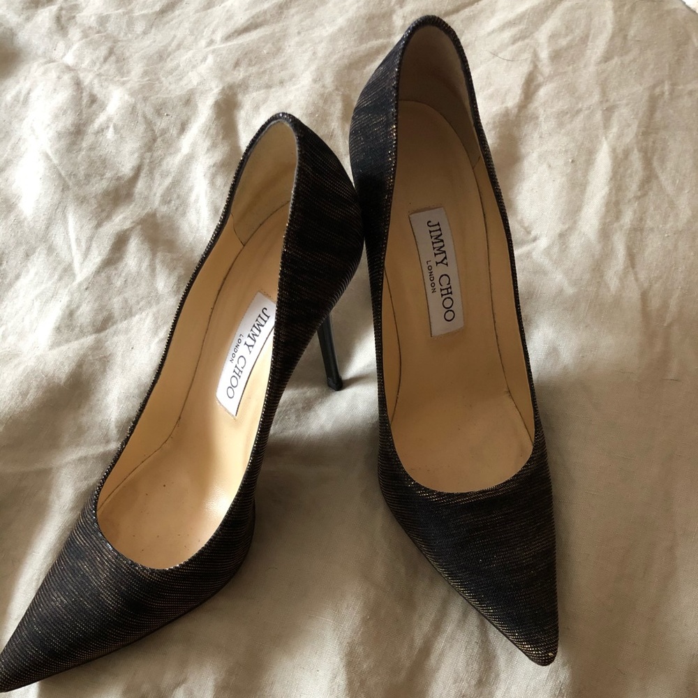 Jimmy Choo Abel Zebra-Print Lamé Pump, Black/Amber - Picture 10 of 10